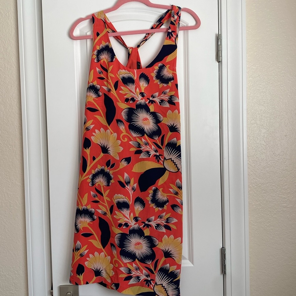 J.Crew Twist-back Silk Dress Hibiscus Floral Size 6 Tall